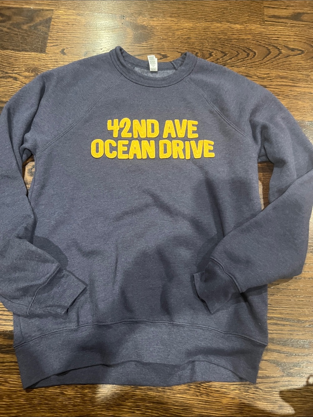 Bella Canvas Navy Crewneck Sweatshirt with Yellow Chest Lettering